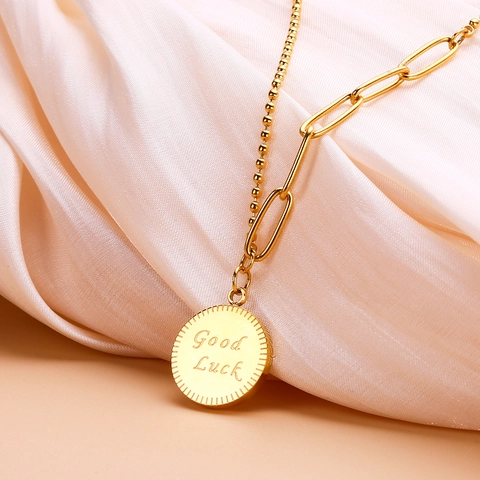 Collana con Pendente in Acciaio Inossidabile con Strass da Donna Gioielli di Moda Placcati Oro Girasole Luna Malocchio Portafortuna