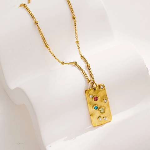 Collana con Pendente in Acciaio Inossidabile con Strass da Donna Gioielli di Moda Placcati Oro Girasole Luna Malocchio Portafortuna