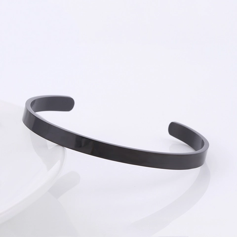 Minimalist Stainless Steel Open Cuff Bangle For Women Gold Plated Plain Mirror Polish Adjustable Fashion Jewelry Wristband