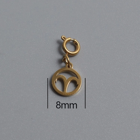 Stainless Steel 12 Zodiac Sign Pendants For DIY Jewelry Gold Plated Astrology Constellation Charms With Spring Ring Clasp