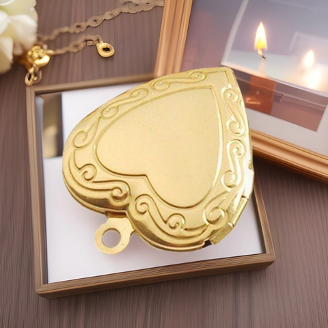 Vintage Stainless Steel Heart Locket Pendant Necklace For Women Engraved Openable Photo Frame Rhinestone Jewelry Gift