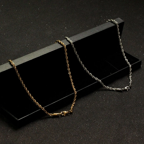 Stainless Steel Rope Chain Necklace For Women Men Gold Silver Electroplated Twisted Chain Fashion Jewelry Daily Accessory