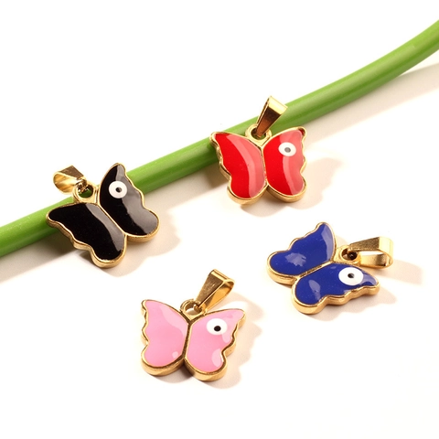 Roestvrij Staal Vlinder Boze Oog Hangers Emaille Dierlijke Charms Voor DIY Sieraden Maken Ketting Armband Accessoire