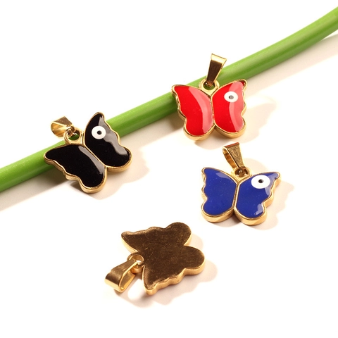 Roestvrij Staal Vlinder Boze Oog Hangers Emaille Dierlijke Charms Voor DIY Sieraden Maken Ketting Armband Accessoire