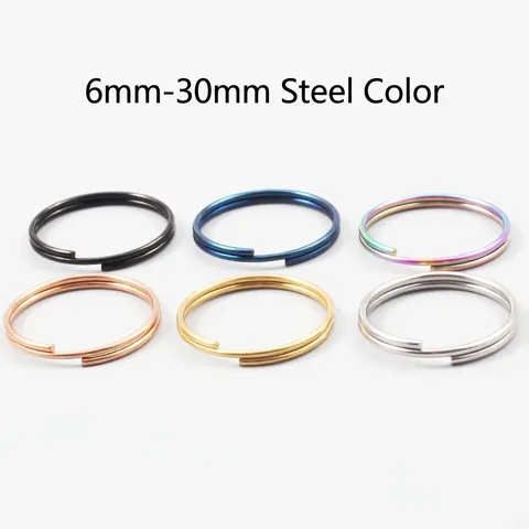 Anelli Portachiavi in Acciaio Inossidabile 304 Oro Argento Nero Blu Arcobaleno Multidimensione Connettori O-Ring Metallo per Fai Da Te
