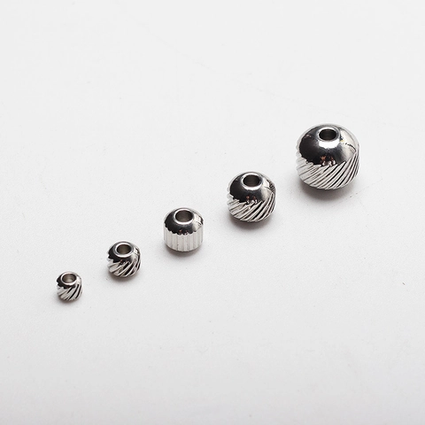 Stainless Steel Patterned Loose Beads DIY Jewelry Making Twisted Diagonal Spacer Beads For Bracelet Necklace Accessories
