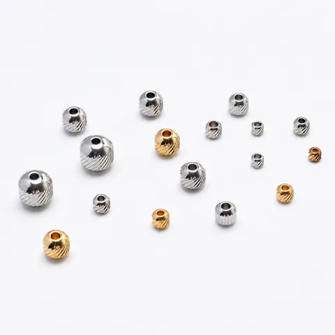 Stainless Steel Patterned Loose Beads DIY Jewelry Making Twisted Diagonal Spacer Beads For Bracelet Necklace Accessories