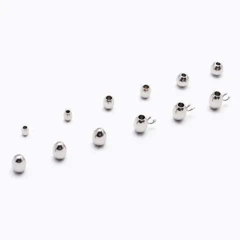 Stainless Steel Oval Rice Beads Center Drilled Loose Spacer Beads DIY Jewelry Making Accessories For Necklace Bracelet