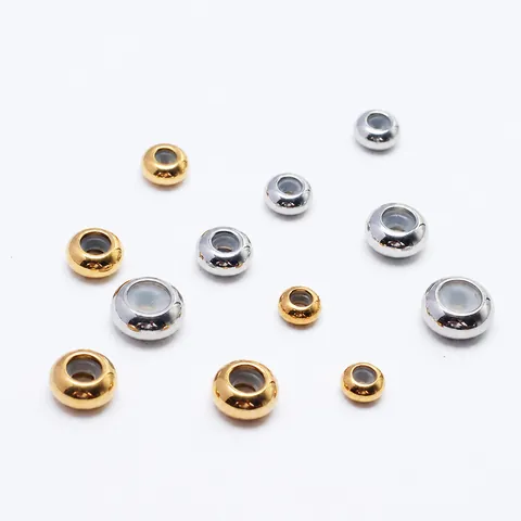 Stainless Steel Slider Positioning Beads With Built-in Silicone Core For DIY Jewelry Making Bracelet Necklace Adjustable Spacer Beads