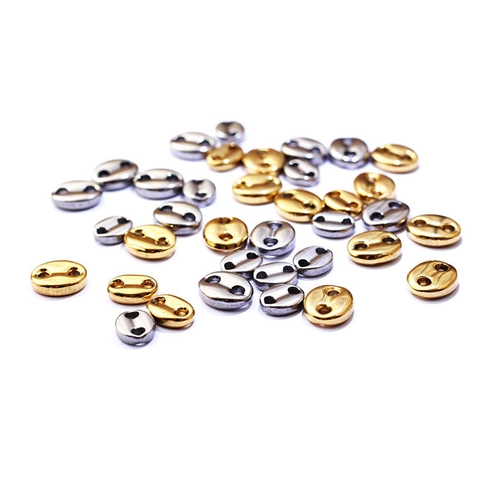 Stainless Steel Coffee Bean Beads Pig Nose Double Hole Jewelry Findings For DIY Necklace Bracelet Making Accessories Gold Silver