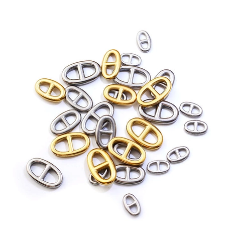 Stainless Steel Pig Nose Coffee Bean Connector DIY Jewelry Findings For Necklace Bracelet Making Electroplated Metal Anchor Chain Link