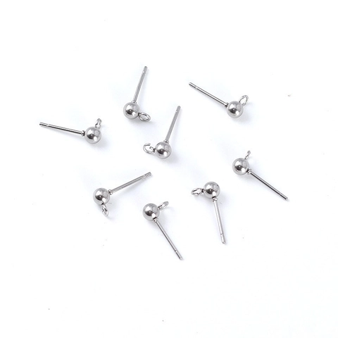 Stainless Steel Ball Stud Earring Posts With Loop Parallel Cross Closed Hoop DIY Jewelry Making Earring Findings Accessory