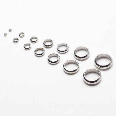 Stainless Steel Spacer Beads Curved Surface Positioning Rings Seamless Radian Beads For DIY Jewelry Making Accessories Silver Gold