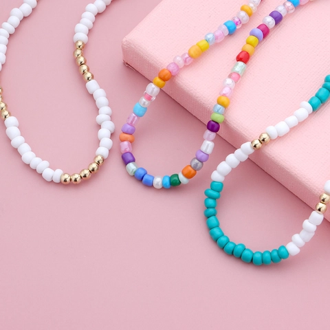 Tobillera de Cuentas de Semilla Coloridas Boho para Mujer Pulsera de Tobillo de Resina Hecha a Mano Cierre de Langosta de Aleación Joyería Playa