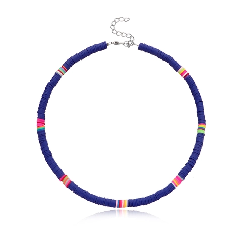 Bohemian Polymer Clay Heishi Beads Choker Necklace For Women Colorful Rainbow Striped Disc Beaded Summer Beach Jewelry Gift