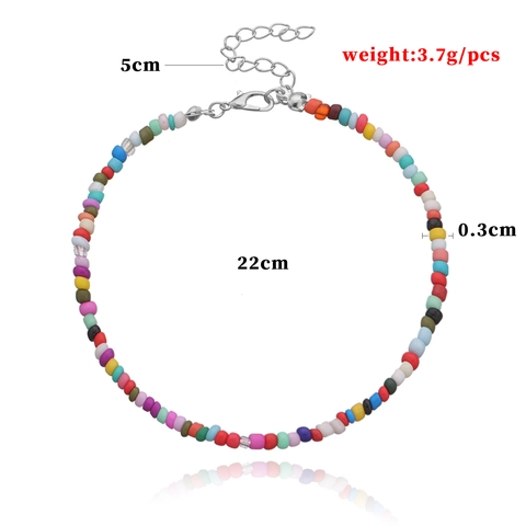 Cavigliera Colorata in Piccole Perline di Conteria Boho per Donna Gioielli da Spiaggia Estate Fatti a Mano Catena Regolabile