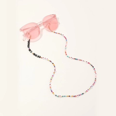 Bunte Perlen Brillenkette Love Is Love Buchstabe Herz Muster Handgefertigt Rutschfest Brillenträger Riemen Für Damen Mode Accessoires