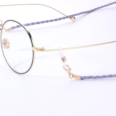 Chaîne de Lunettes en Cuir PU Tressé pour Femmes Cordon de Masque Multifonctionnel Avec Fermoir Mousqueton en Alliage Et Boucle en Silicone