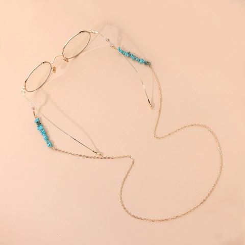 Boho Türkis Perlen Brillenkette Für Damen Mode Gold Legierung Brillenfassung Rutschfeste Brillenschnur Halskette Schmuck