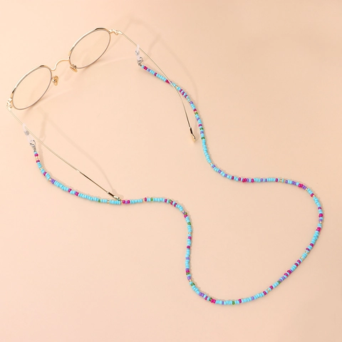 Bohemian Colorful Seed Bead Glasses Chain For Women Mask Lanyard Neck Strap Sunglasses Holder Necklace With Silicone Loops