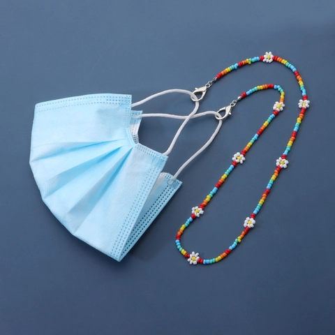 Bohemian Daisy Flower Seed Bead Glasses Chain For Women Handmade Anti-lost Mask Holder Multicolor Beaded Eyewear Lanyard Neckstrap