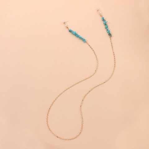 Boho Türkis Perlen Brillenkette Für Damen Mode Gold Legierung Brillenfassung Rutschfeste Brillenschnur Halskette Schmuck