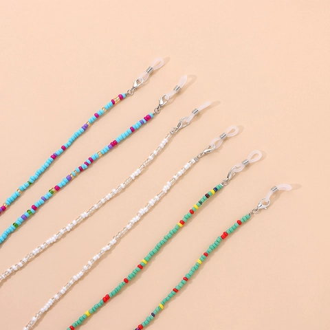Bohemian Colorful Seed Bead Glasses Chain For Women Mask Lanyard Neck Strap Sunglasses Holder Necklace With Silicone Loops