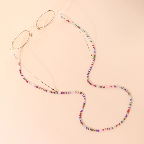 Bohemian Colorful Seed Bead Glasses Chain Anti-lost Lanyard With Silicone Loops Lobster Clasp For Sunglasses Women Jewelry