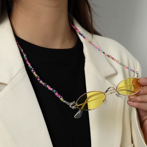 Kleurrijke Seed Bead Brillenketting Voor Dames Boheemse Multifunctionele Masker Lanyard Anti-verlies Brillenkoord