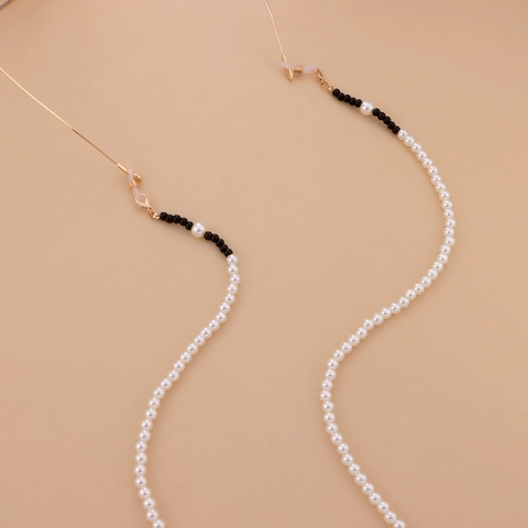 Elegant Beaded Glasses Chain For Women Alloy Resin Beads Silicone Loops Gold Color Mask Lanyard Holder Eyewear Accessory