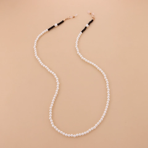 Elegant Beaded Glasses Chain For Women Alloy Resin Beads Silicone Loops Gold Color Mask Lanyard Holder Eyewear Accessory