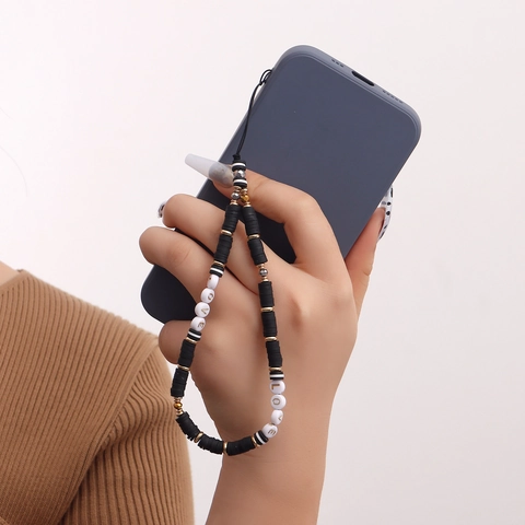 Handgemaakt Telefoonkoord Kralen Boho Boze Oog Love Letter Charm Strap Voor Vrouwen Kleurrijke Polymeerklei Telefoon Decor