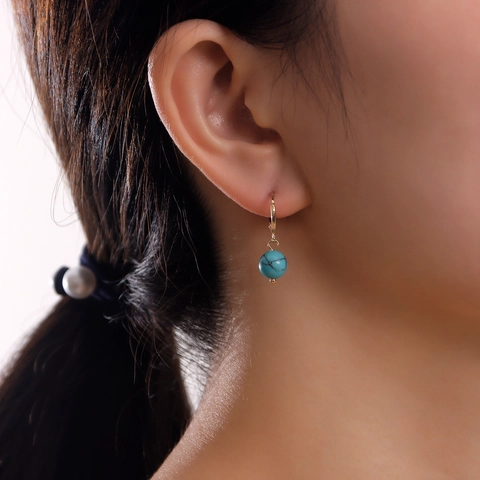 Boucles d'Oreilles Anneaux Pendantes en Pierre Synthétique Colorée en Alliage Vintage pour Femmes Boucles d'Oreilles Pendantes en Perles Rondes Géométriques Plaquées Or Bijoux de Mode