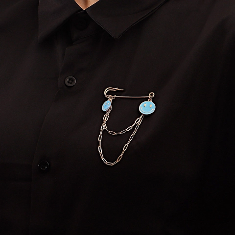 Hip Hop Blij Gezicht Kwastjes Ketting Broche Creatieve Goud Veiligheidsspeld Emaille Hanger Broche Voor Vrouwen Mode