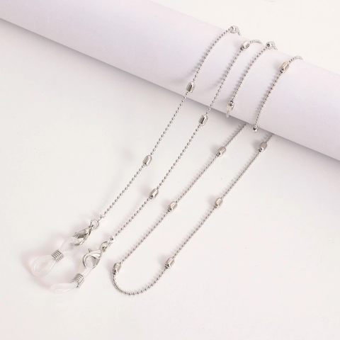 Minimalist Alloy Metal Eyeglasses Chain Mask Lanyard Anti-Lost Holder Lobster Clasps Silicone Loops Neck Strap Jewelry