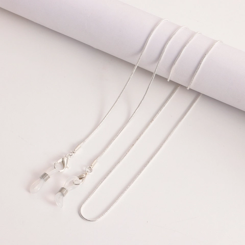 Minimalist Alloy Snake Bone Chain Glasses Mask Holder Metal Lobster Clasp Silicone Loop Anti-Lost Strap For Women Men