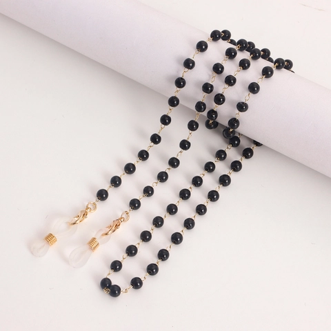 Fashion Alloy Beaded Glasses Chain Mask Holder With Imitation Artificial Pearl Gold Tone Link Anti Slip Lanyard For Women Accessory