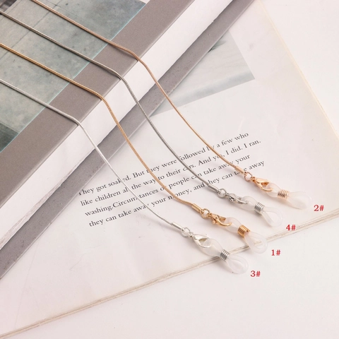 Minimalist Alloy Snake Bone Chain Glasses Mask Holder Metal Lobster Clasp Silicone Loop Anti-Lost Strap For Women Men