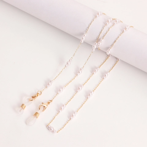 Cadena de Gafas de Aleación con Perlas Artificiales para Mujer Colgante de Corazón Estrella Cordón de Mascarilla Anti-Pérdida Correa de Gafas Joyería de Moda