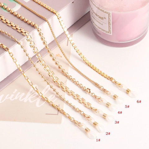 Legering Brillenkoord Minimalistisch Goud Masker Koord Met Siliconen Lussen Mode Decoratieve Brilhouder Ketting Voor Dames