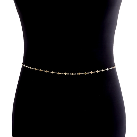Cintura a Catena da Vita in Metallo Dorato Minimalista da Donna Con Piccoli Pendenti a Croce Gioielli a Catena Regolabili per Festa