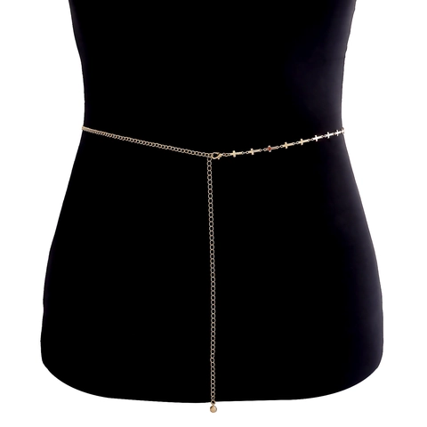 Cintura a Catena da Vita in Metallo Dorato Minimalista da Donna Con Piccoli Pendenti a Croce Gioielli a Catena Regolabili per Festa