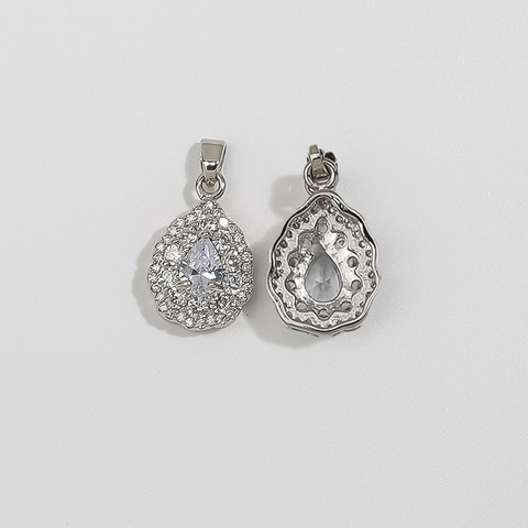 Luxury Copper Pear Shaped Water Drop Halo Pendant For Women Zirconia Inlaid Jewelry Making Pendant Only Without Chain