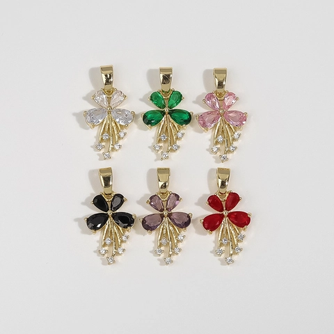 Flower Pendant Only (Without Chain) Copper Zirconia Tassel Charm For DIY Jewelry Making Elegant Botanical Accessory For Women