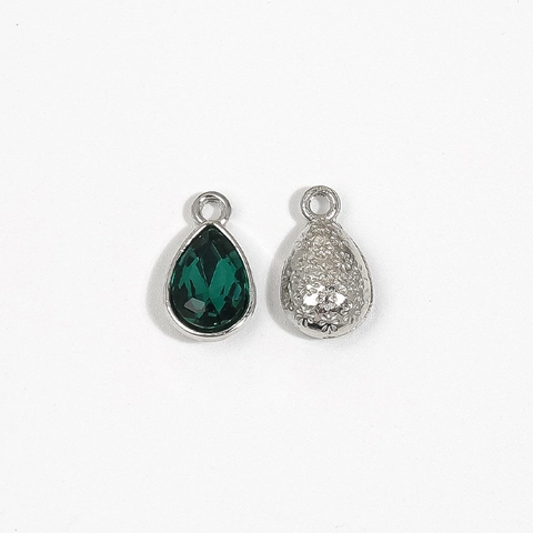 Fashion Teardrop Glass Crystal Inlaid Copper Pendant For DIY Earring Necklace Jewelry Making Component Waterdrop Charm