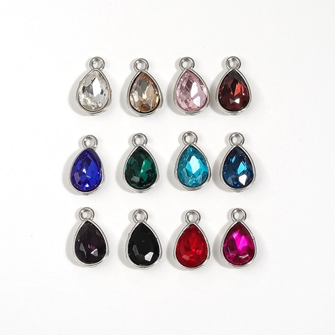 Fashion Teardrop Glass Crystal Inlaid Copper Pendant For DIY Earring Necklace Jewelry Making Component Waterdrop Charm