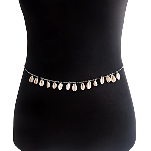 Catena a Vita Bohemian con Pendente a Conchiglia Naturale Catena da Ventre in Metallo per Donna Accessori Bikini da Spiaggia
