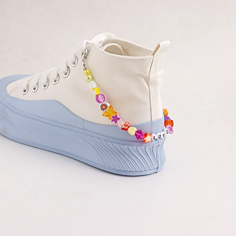 Cadena de Zapato de Abalorios Hecha a Mano Colorida para Mujer Moda LOVE Mariposa Estrella Corazón Colgante Decoración Calzado