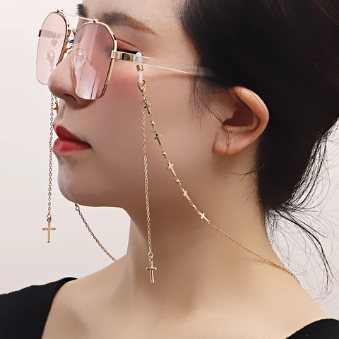 Vintage Gold Alloy Multi-Style Glasses Chain Mask Holder For Women Cross Butterfly Artificial Pearl Pendant Sunglasses Accessory Neck Strap