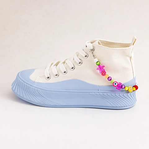 Colorful Beaded Shoe Chain For Women Multicolor Fruit Polymer Clay Star Smile Letter Woven Shoe Decoration Accessory